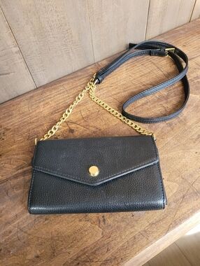 Stella & Max Purse Black Leather Crossbody Shoulder Bag Cellphone Wallet